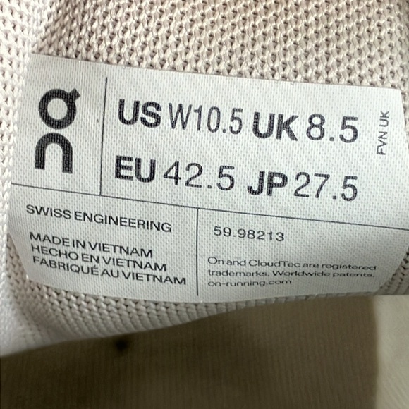 On Cloud Running 5 Pearl White Athletic Sneaker Shoes Women’s size 10.5 - Picture 6 of 14